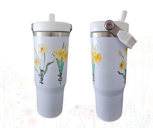 30 oz Birth Flower & Name Custom Tumbler