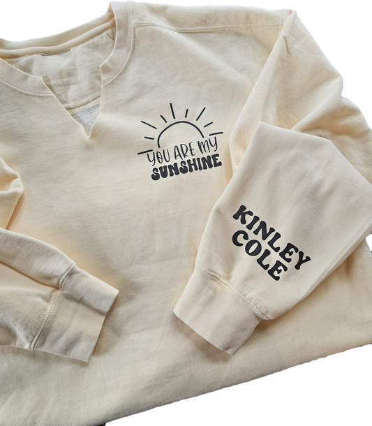 You Are My Sunshine- split collar comfort color crewneck