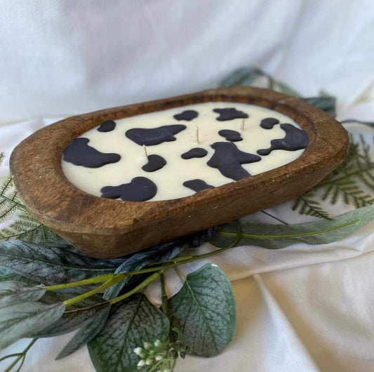 Cowprint Dough Bowl Candle