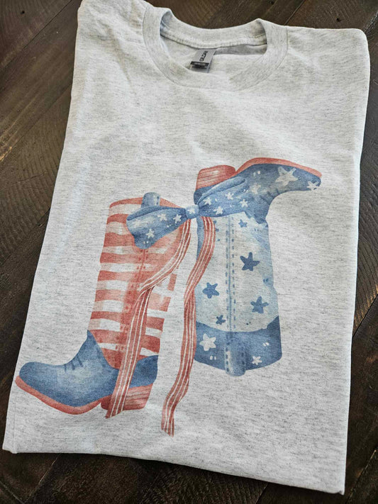 Red, White, and Blue Boots & Bow