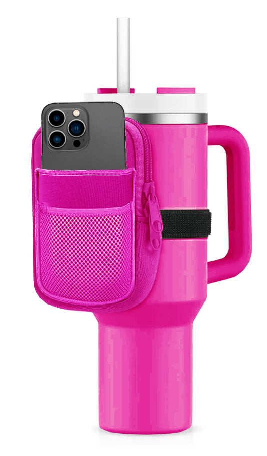 Hot Pink Tumbler ZIPPER POUCH Phone and Wallet Holder