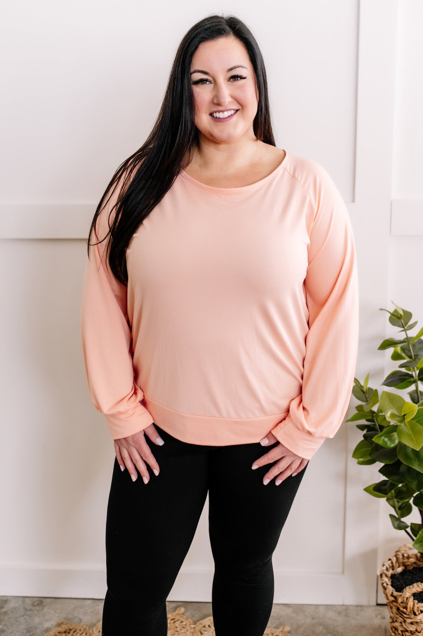 2.9 Tie Back Detail Round Neck Top In Peach Serenade