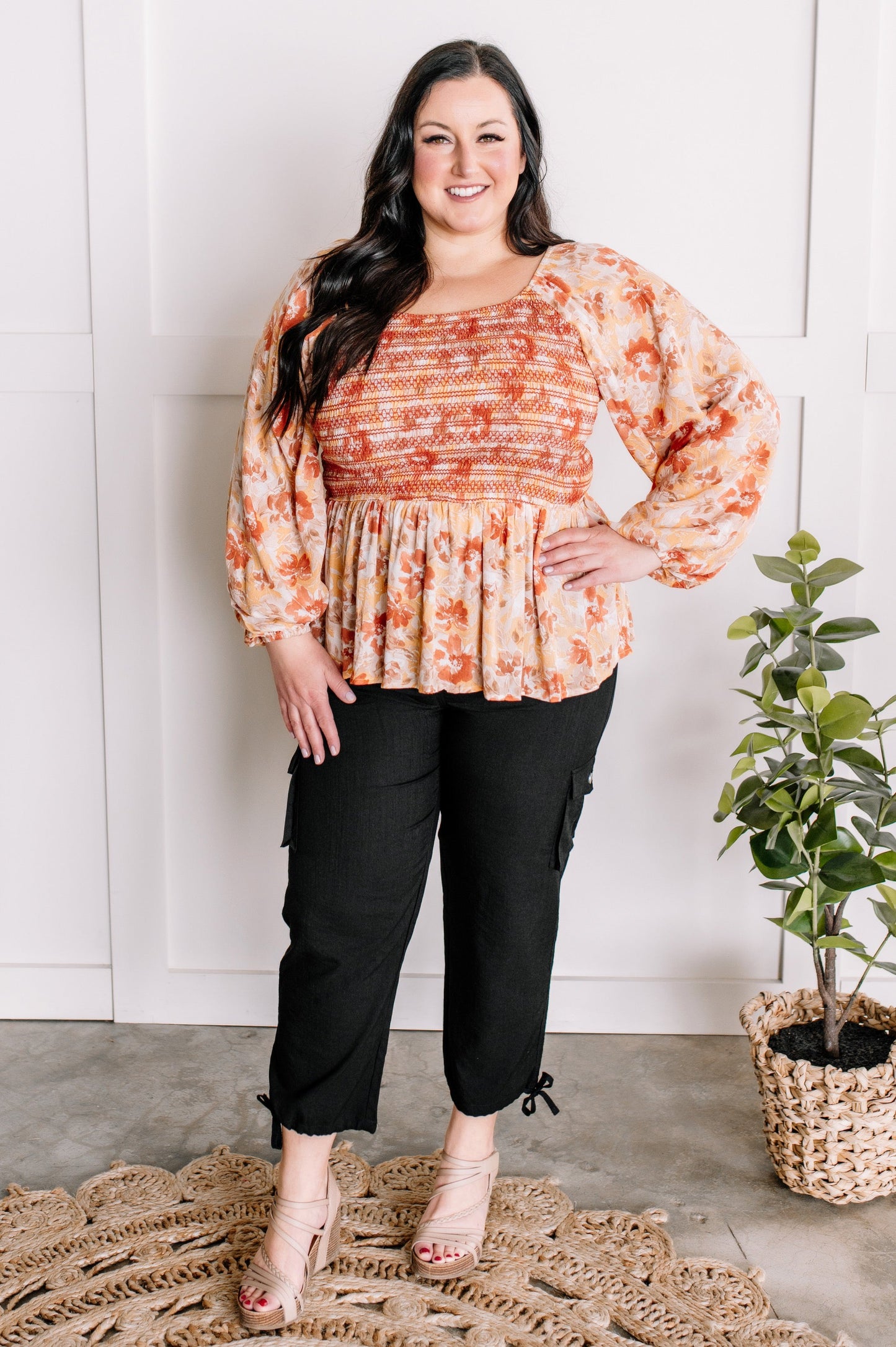 3.1 Savanna Jane Embroidered Smocked Peplum Blouse In March Florals