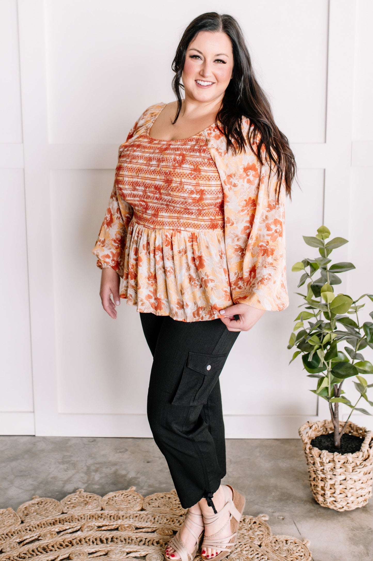 3.1 Savanna Jane Embroidered Smocked Peplum Blouse In March Florals