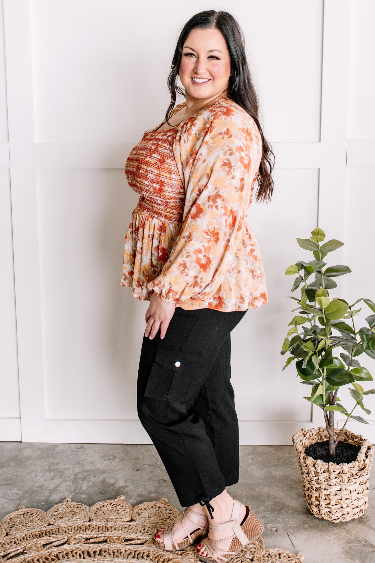 3.1 Savanna Jane Embroidered Smocked Peplum Blouse In March Florals