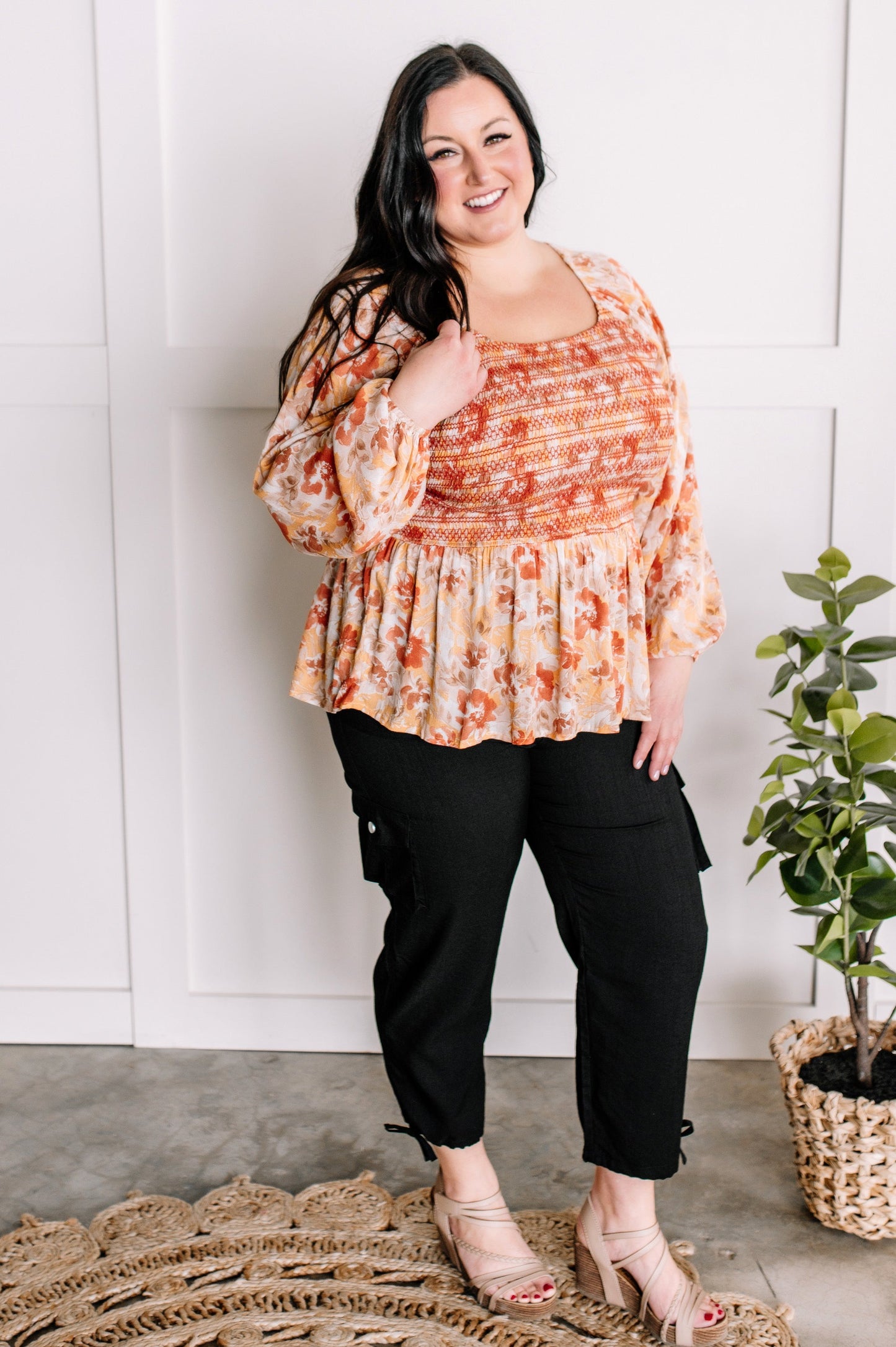 3.1 Savanna Jane Embroidered Smocked Peplum Blouse In March Florals