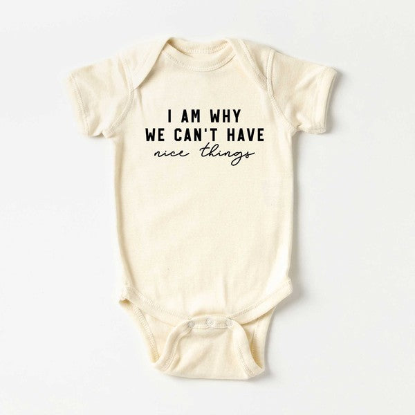 Can't Have Nice Things Cursive Baby Onesie