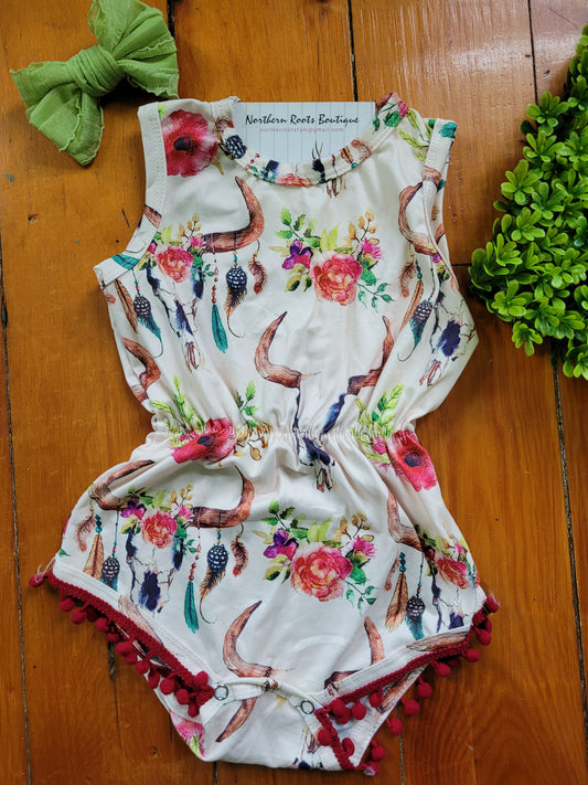 June Cash | Cowgirl Pom Pom Romper