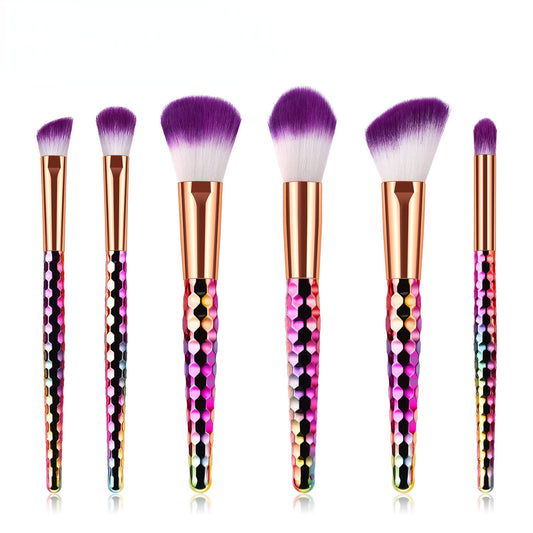 6Pcs Multicolor Honeycomb Handle Makeup Brush Set