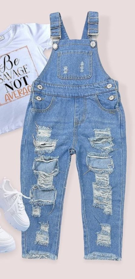 Distressed Denim Overall