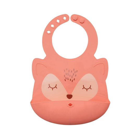 Silicone Roll-up Bib - Coral Fox