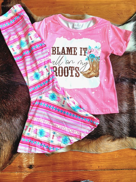 Blame It All On My Roots T-Shirt and Aztec Bell Bottom Pants