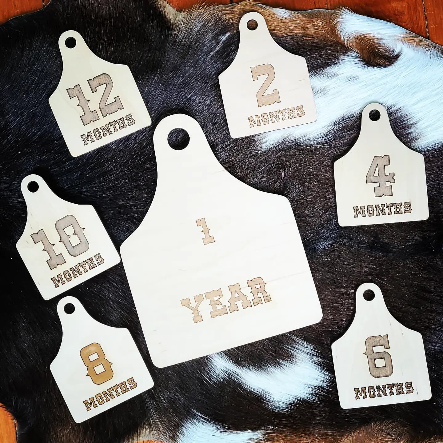 Cow Tag Birth Announcement/ Milestone Markers