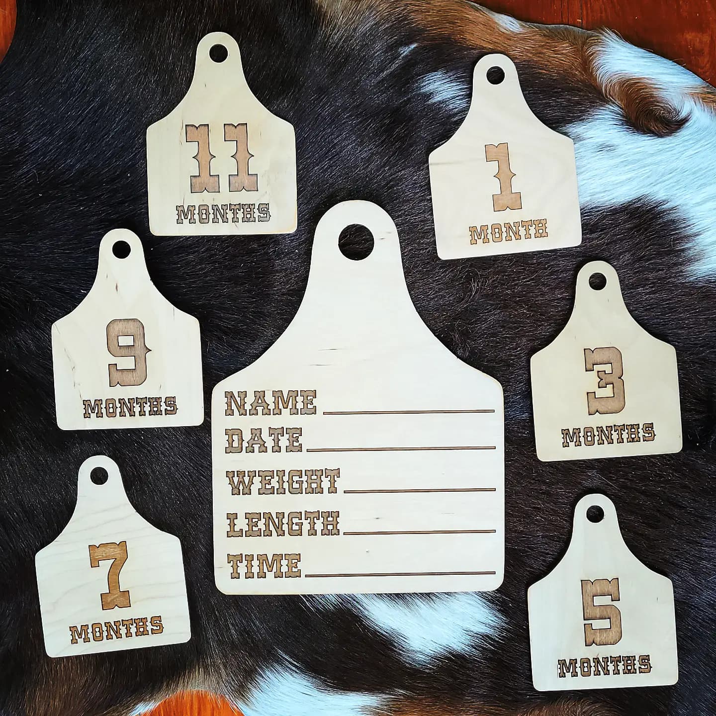 Cow Tag Birth Announcement/ Milestone Markers