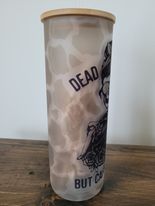 Dead Inside But Caffeinated 25 OZ Glass Tumbler