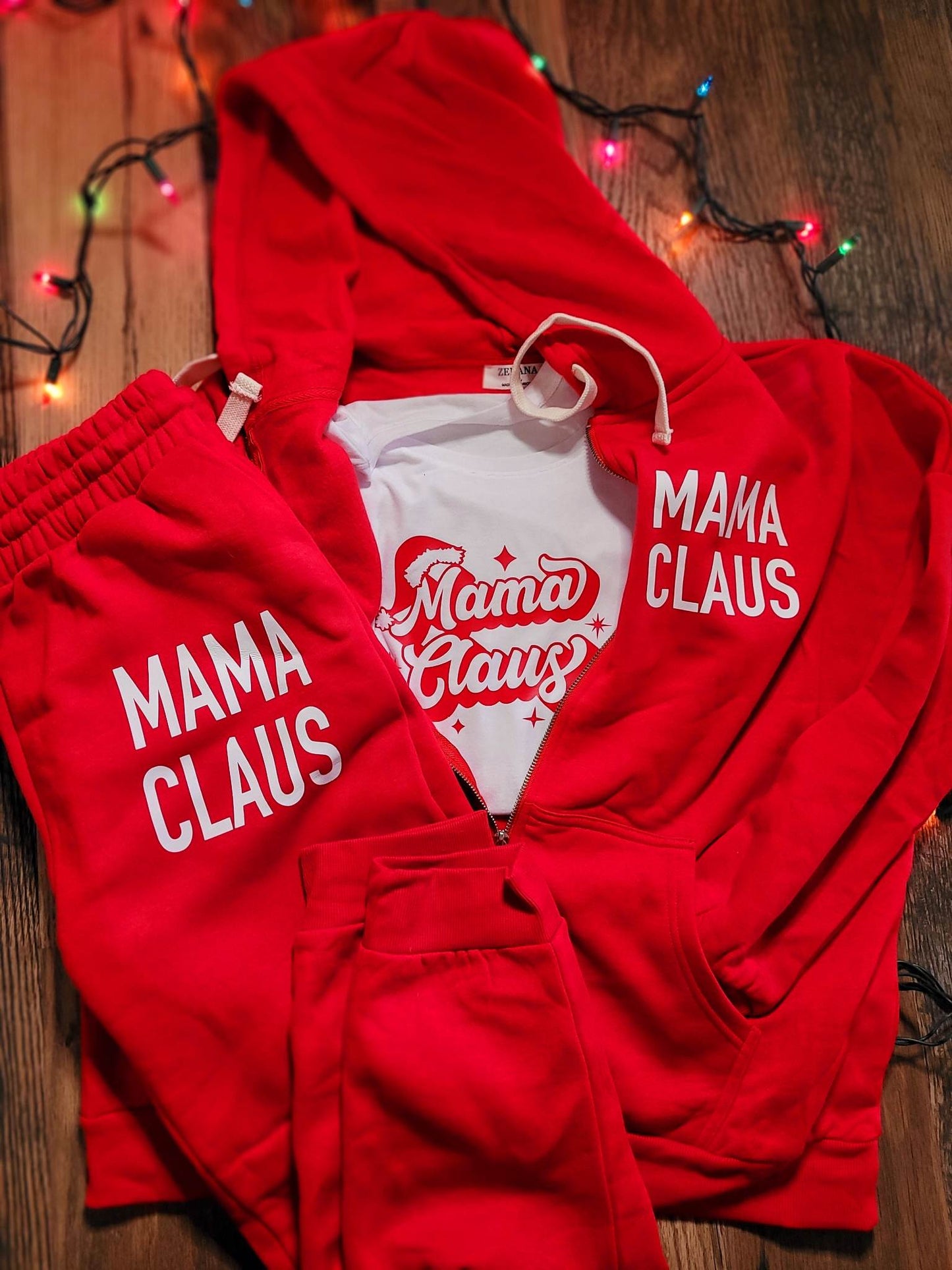 Red Jogger Set- Mama Claus