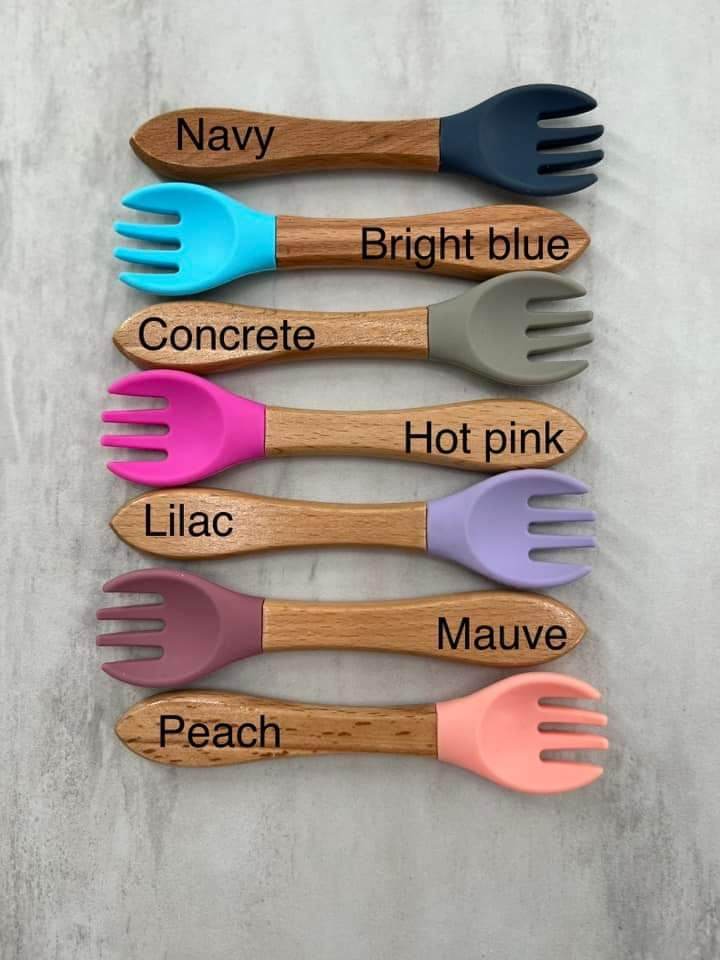 Engraved Silicone Spoon & Fork Set