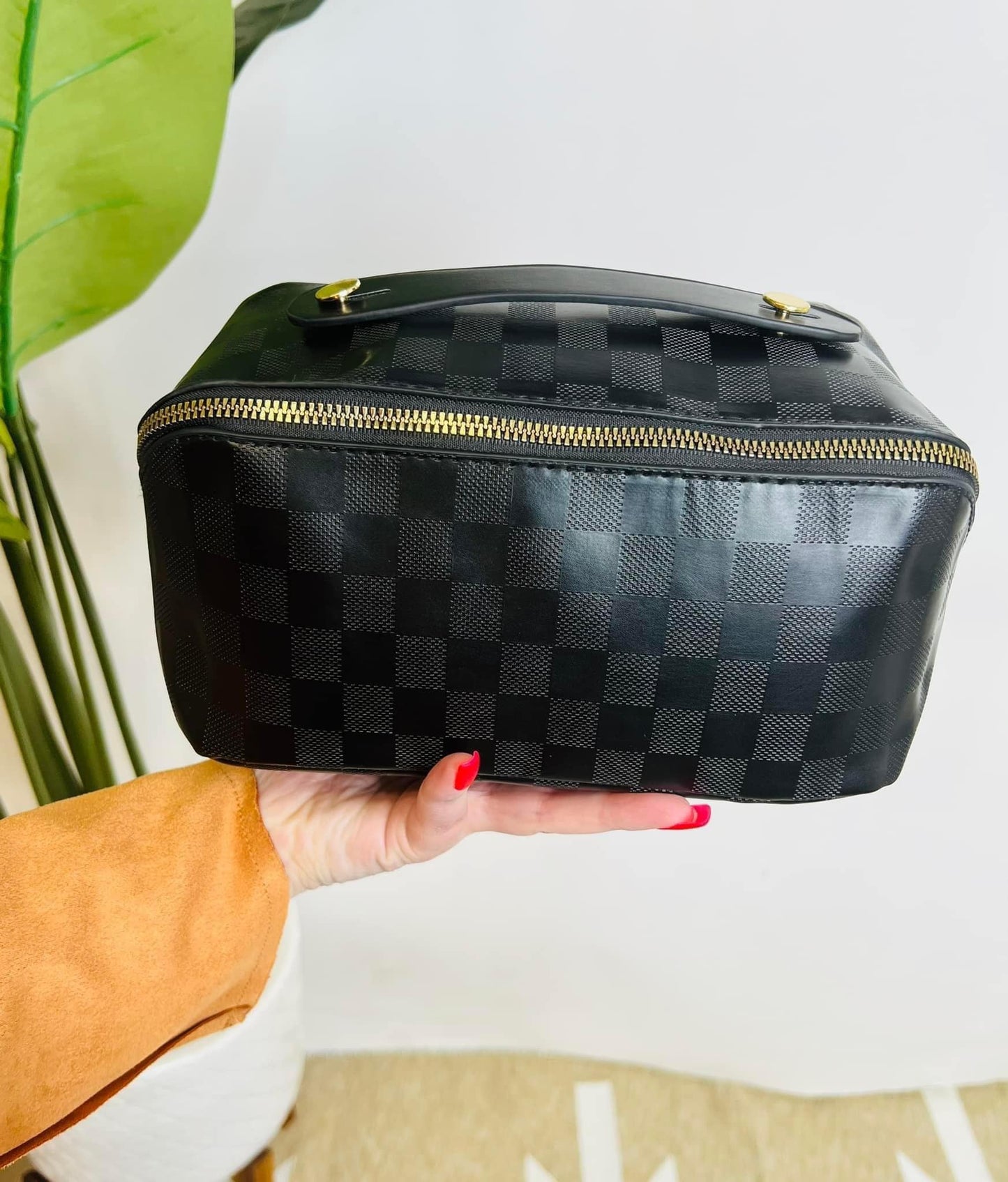 Checkered Makeup Bag