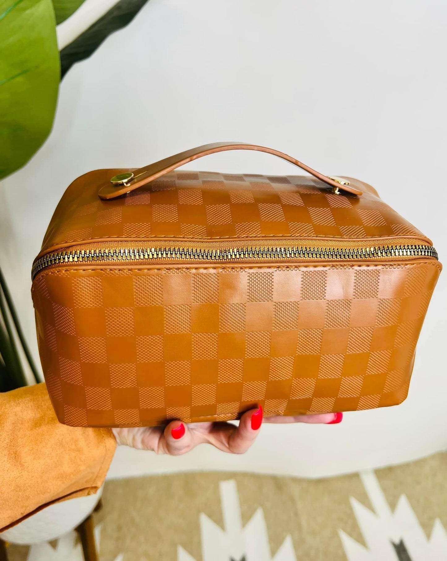 Checkered Makeup Bag