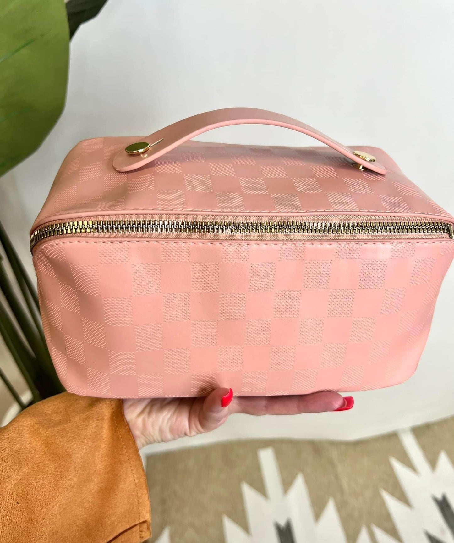 Checkered Makeup Bag