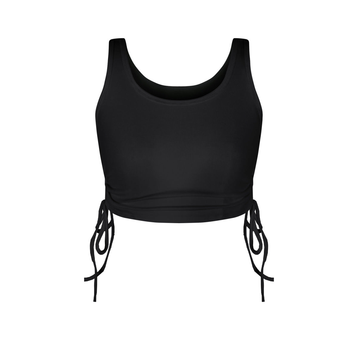 Solid Color Rouching Drawstring Crop Tank Top