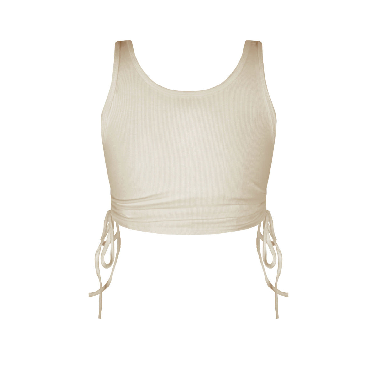 Solid Color Rouching Drawstring Crop Tank Top