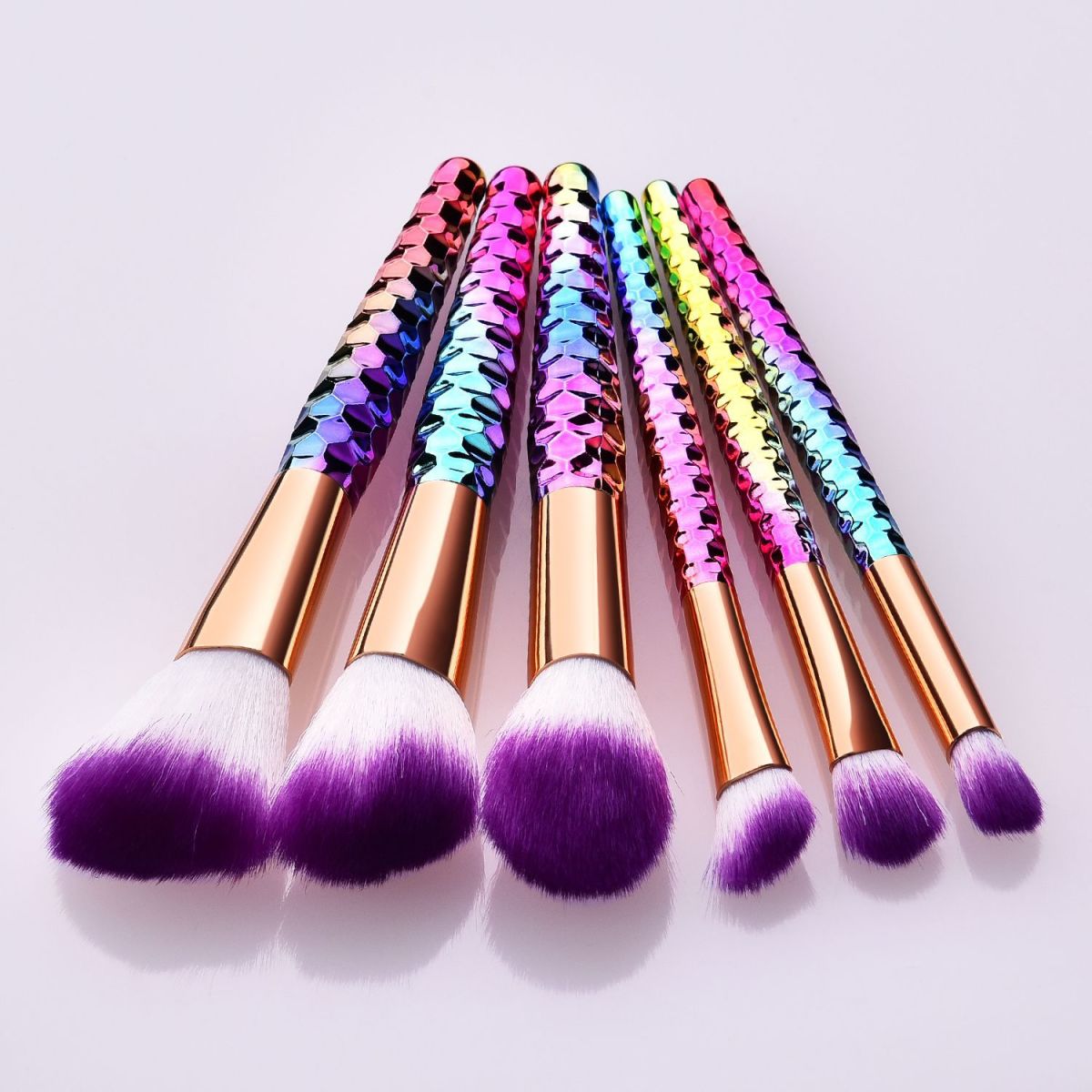 6Pcs Multicolor Honeycomb Handle Makeup Brush Set