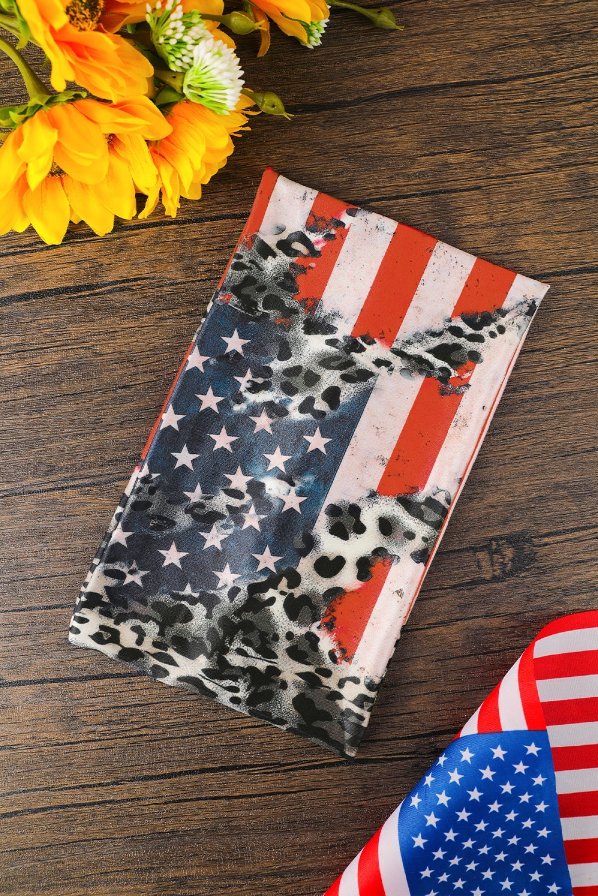 American Flag Leopard Print Wide Headband