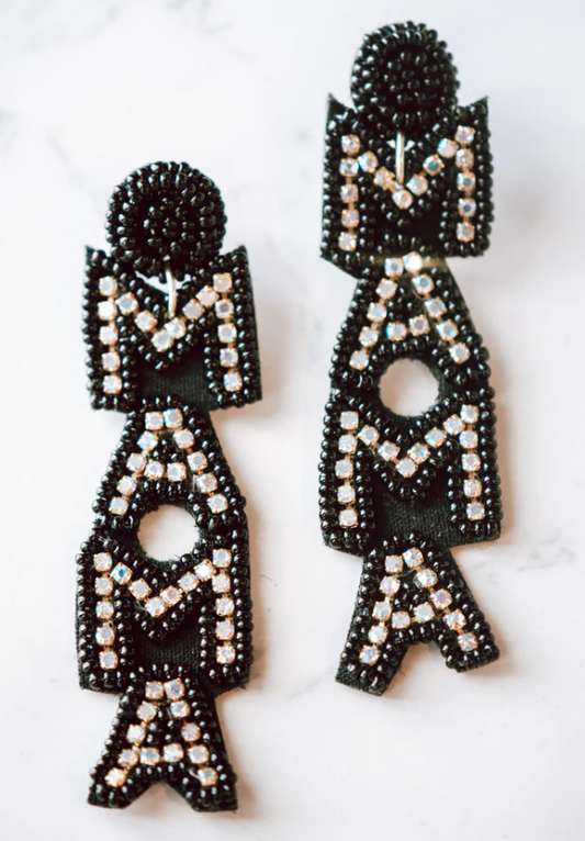 MAMA RHINESTONES FELT BACK POST EARRINGS