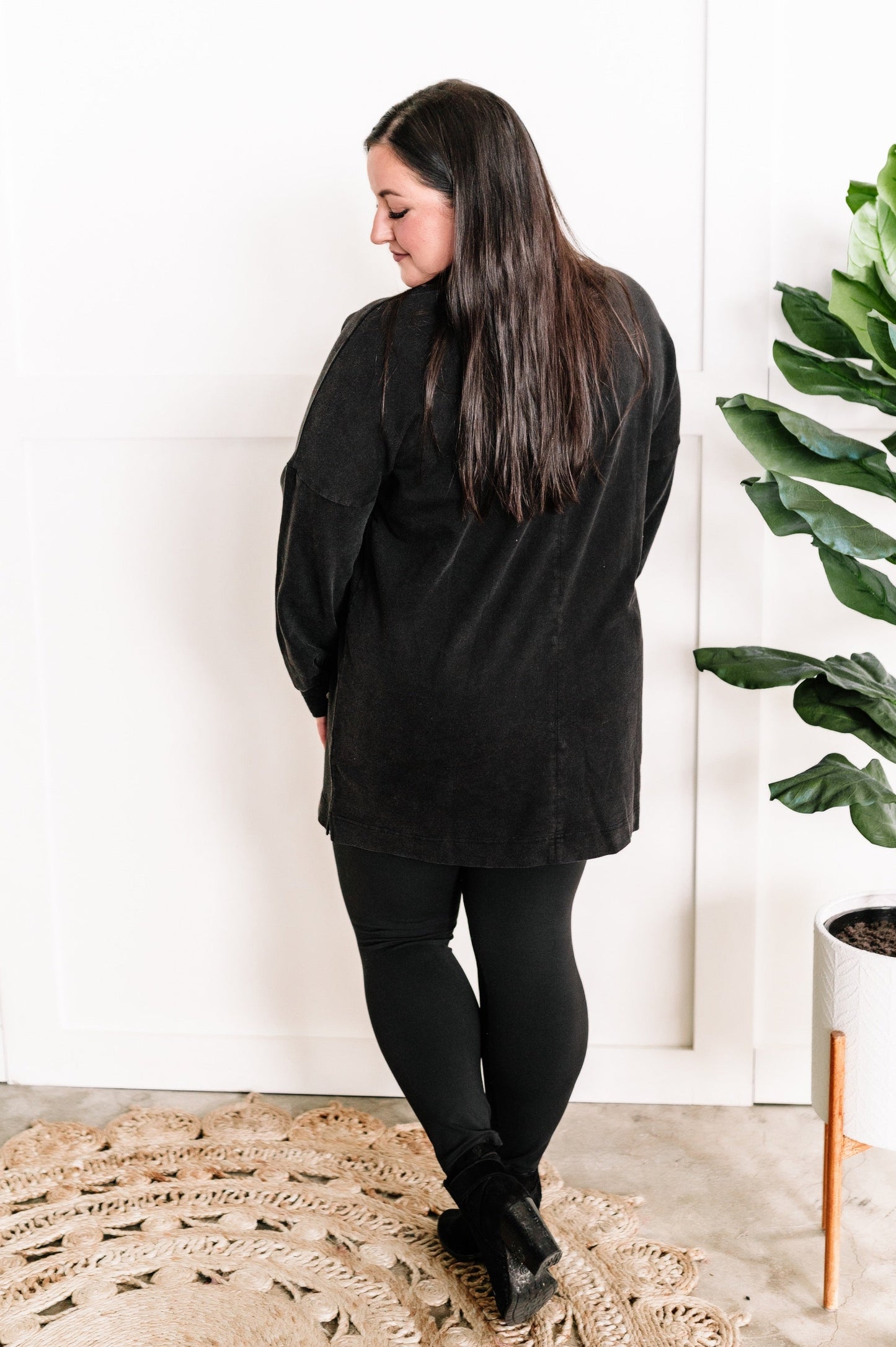 10.20 Sweatshirt Tunic In Costal Black