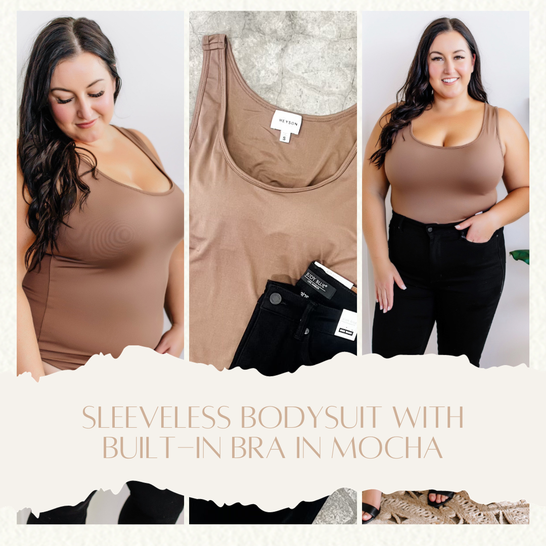 10.23 Sleeveless Bodysuit With Built-In Bra In Mocha