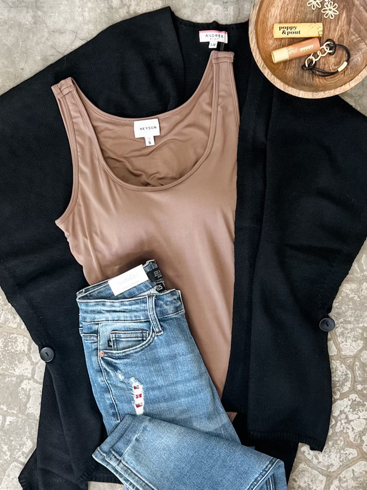 10.23 Sleeveless Bodysuit With Built-In Bra In Mocha