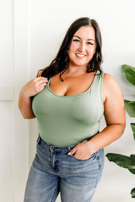 10.30 Sleeveless Bodysuit With Built-In Bra In Sage