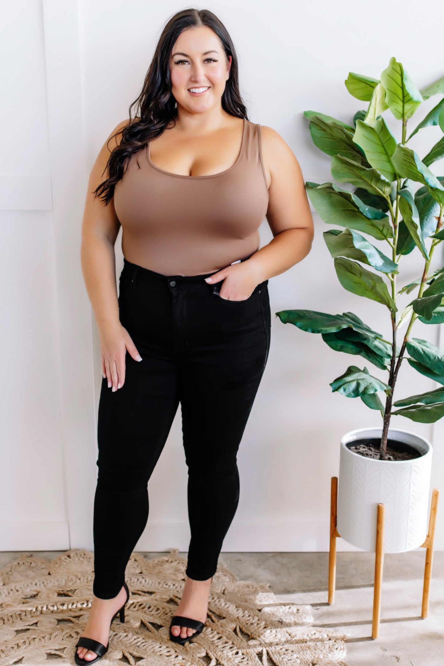 10.23 Sleeveless Bodysuit With Built-In Bra In Mocha