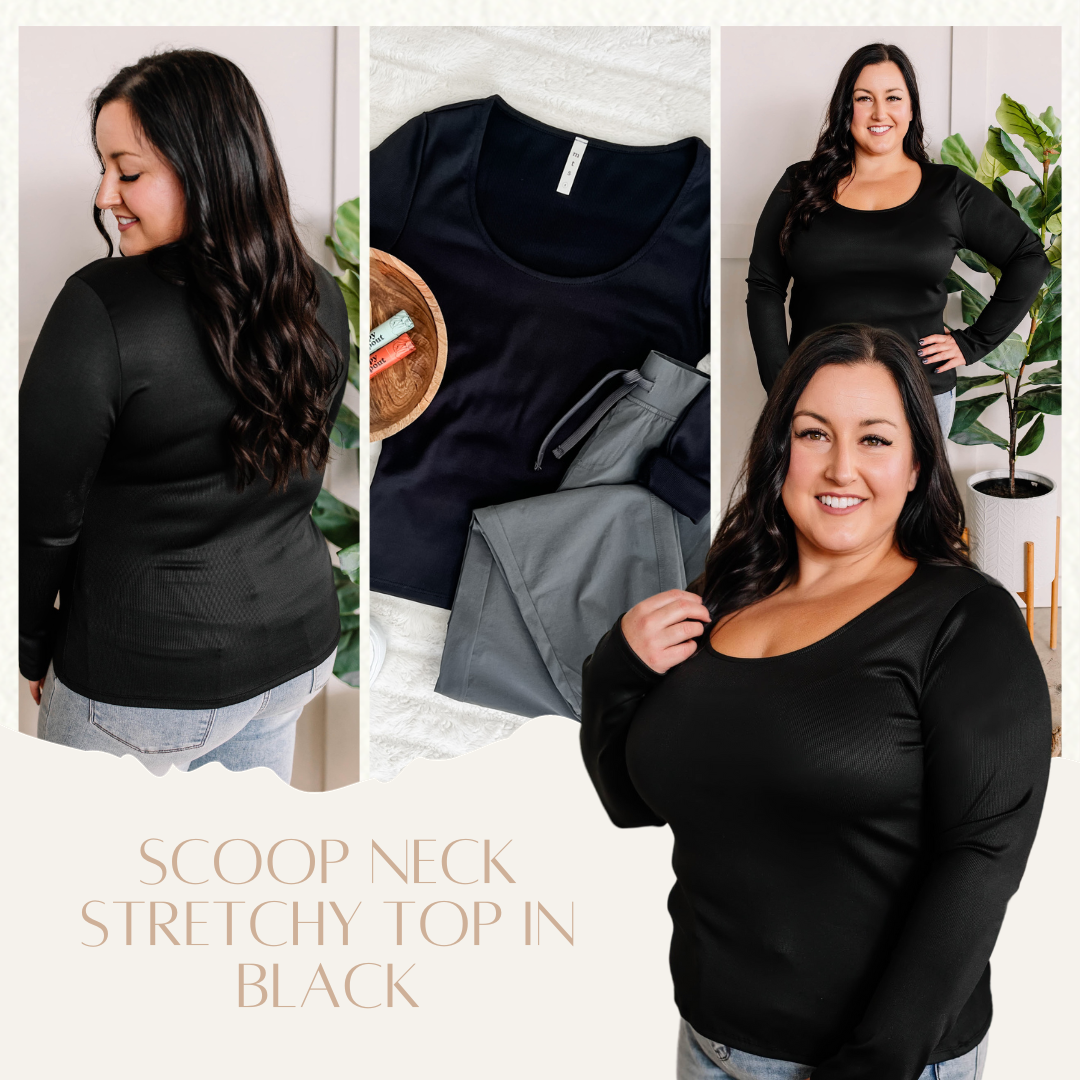 11.17 Scoop Neck Stretchy Top In Black