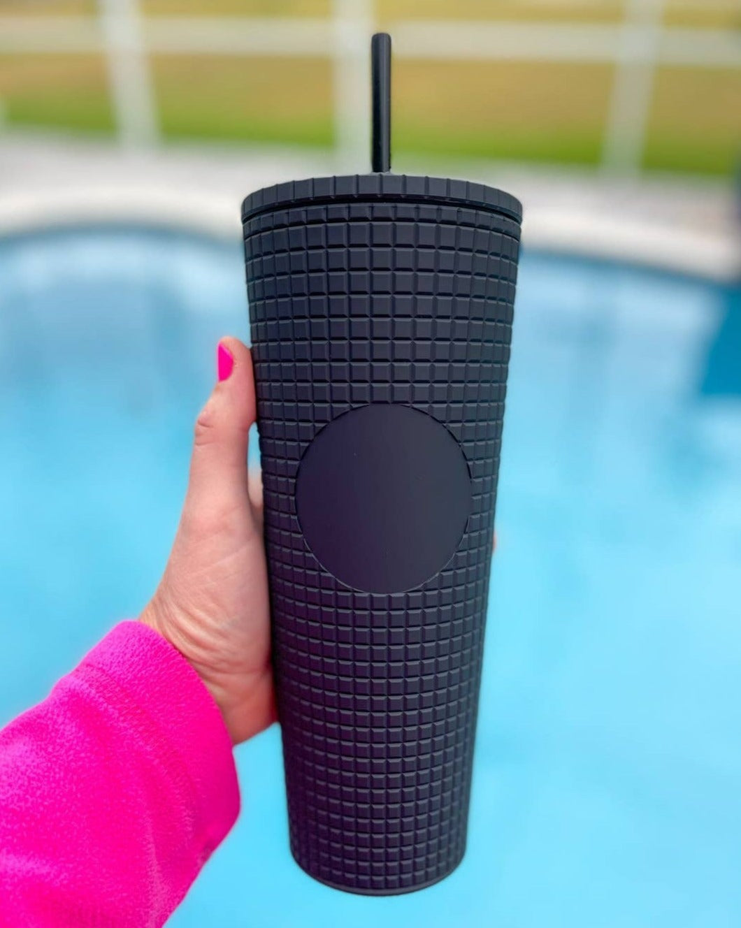 Black Grid Tumbler