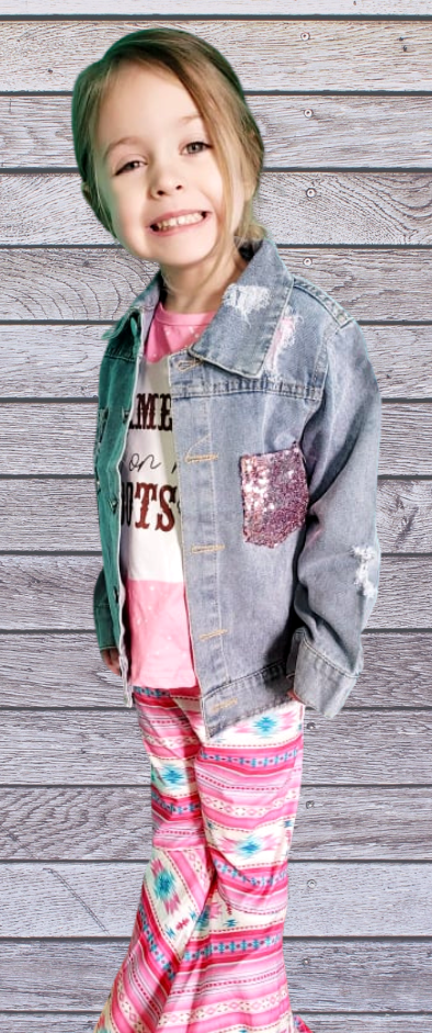 Denim Jacket with Sequin Pocket