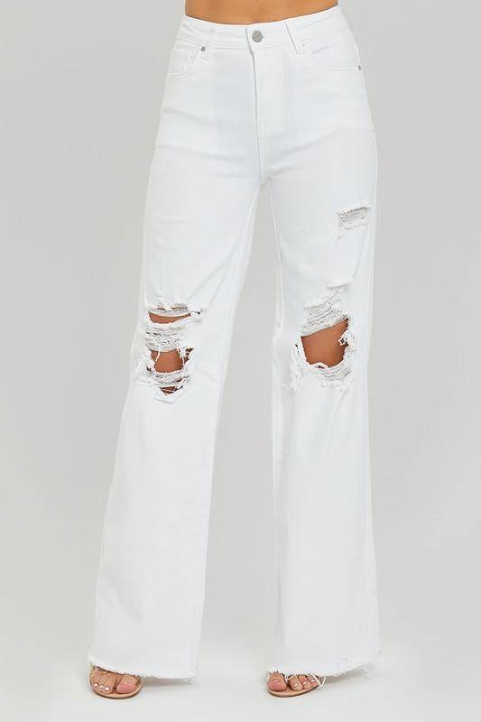 Risen High Rise Distressed Wide Leg Dad Jeans