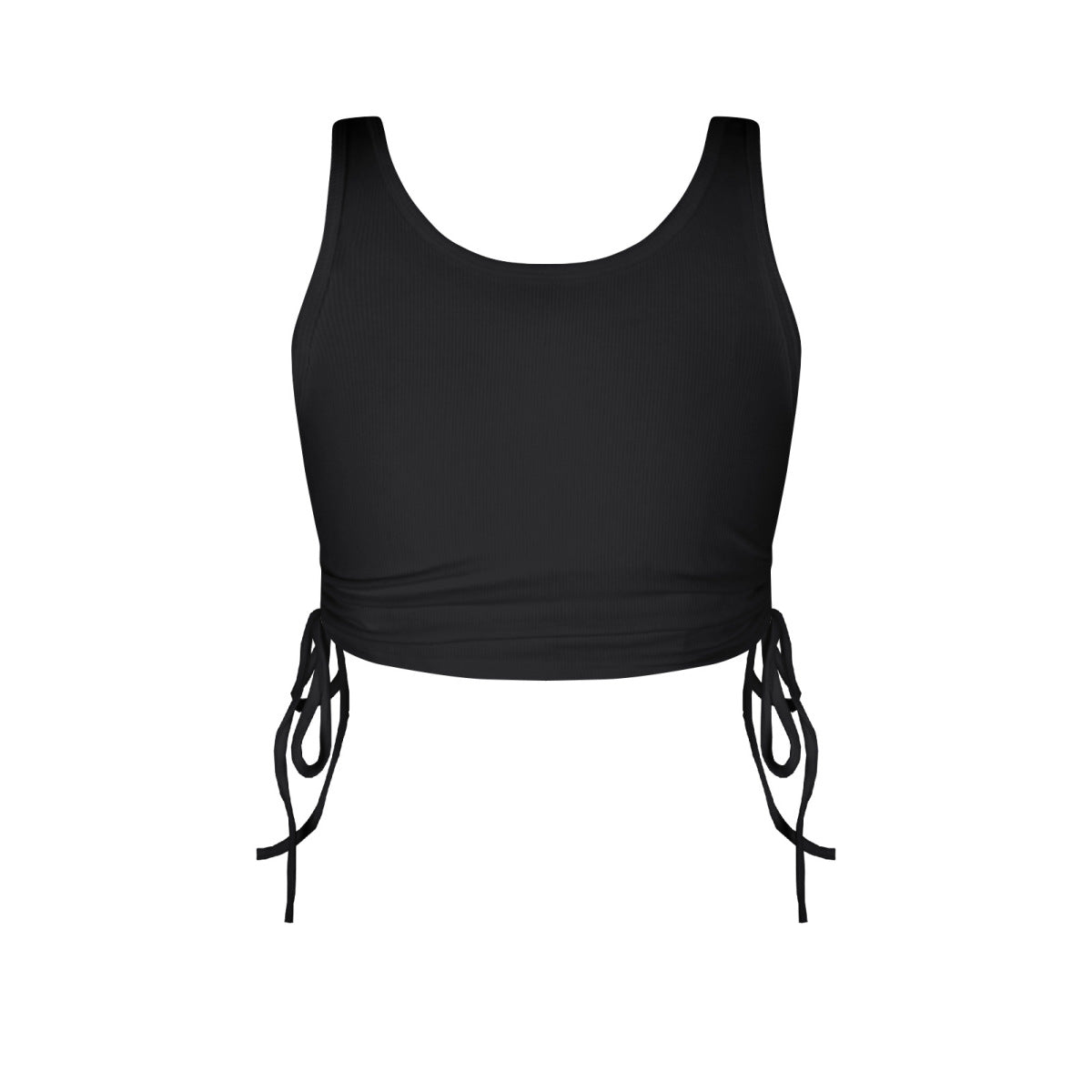 Solid Color Rouching Drawstring Crop Tank Top