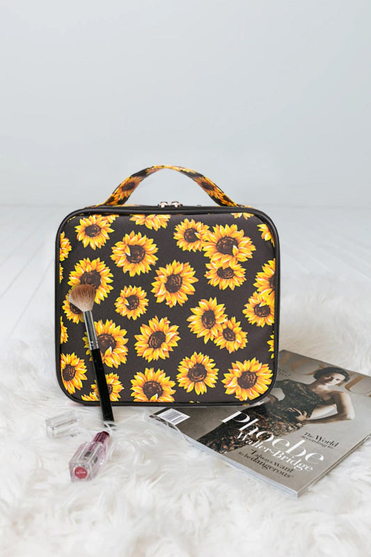 Sunflower Pattern Large Capacity Makeup Bag