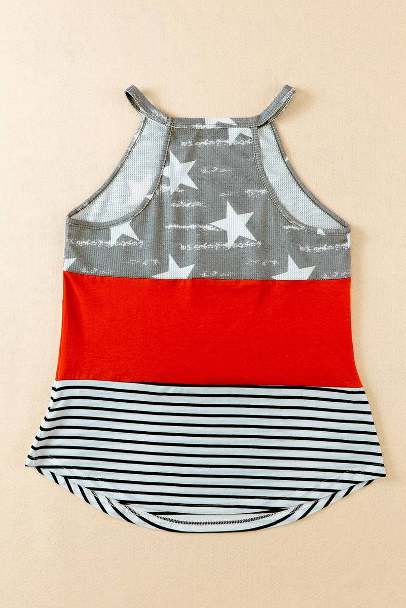 American Flag Color Block Sleeveless Top