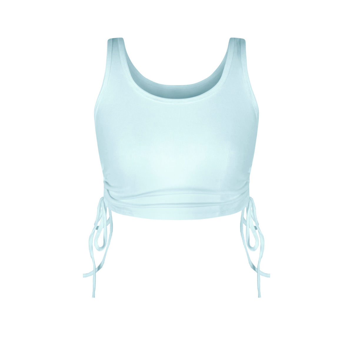 Solid Color Rouching Drawstring Crop Tank Top