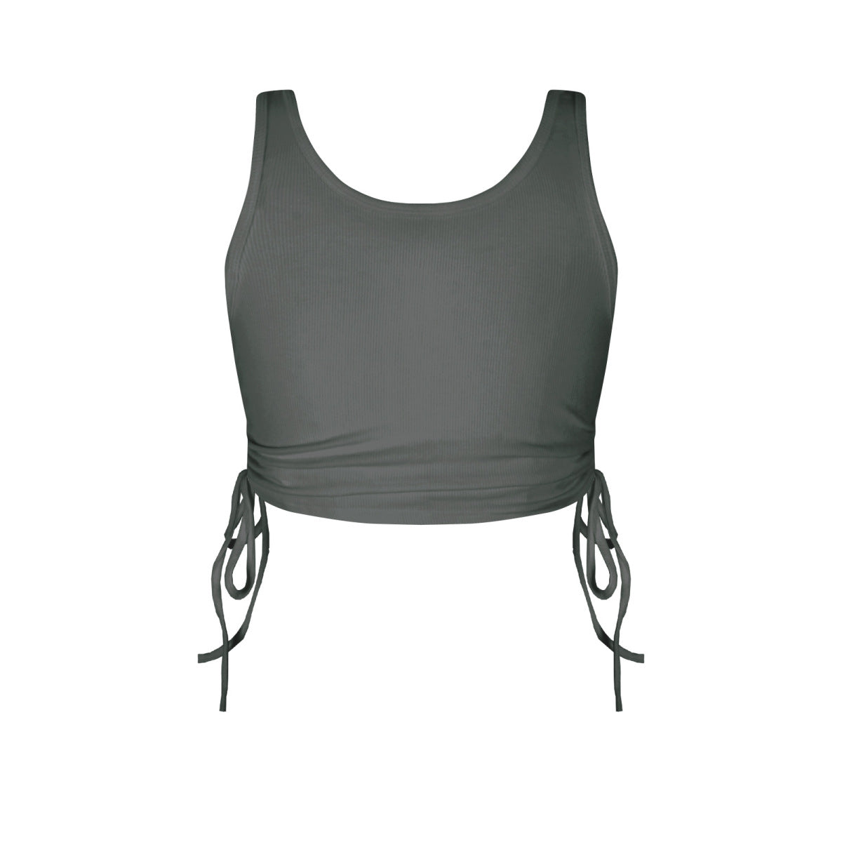 Solid Color Rouching Drawstring Crop Tank Top