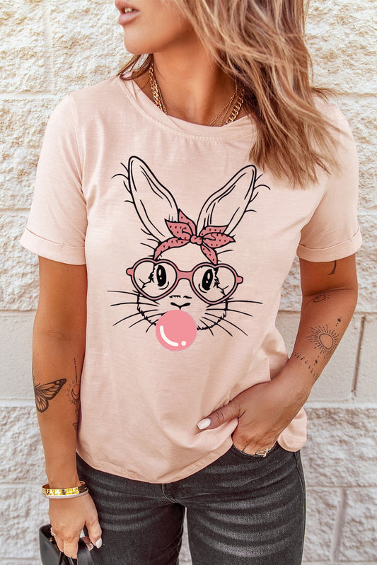 Rabbit Graphic Easter Tee Shirt