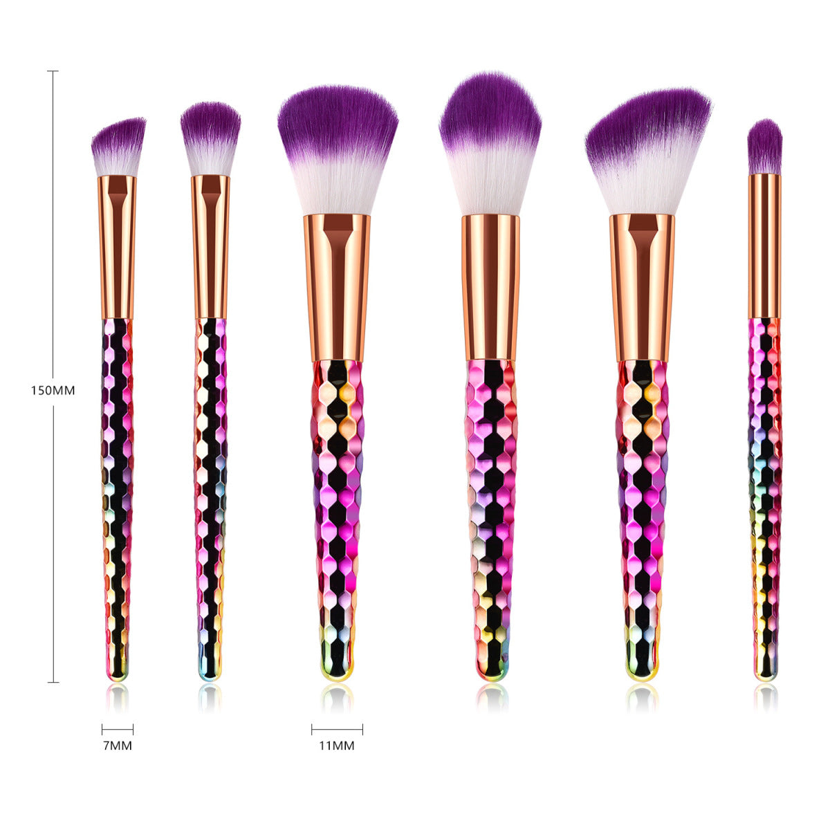 6Pcs Multicolor Honeycomb Handle Makeup Brush Set