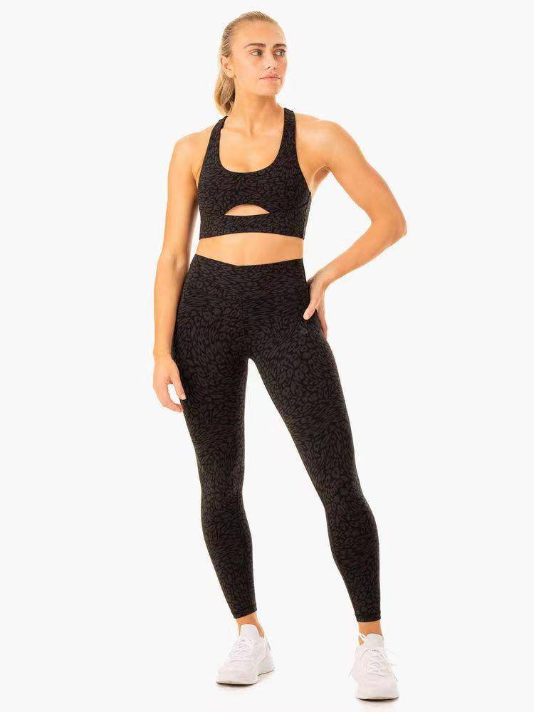 Leopard Cut Out Top & Curvy Leggings Set