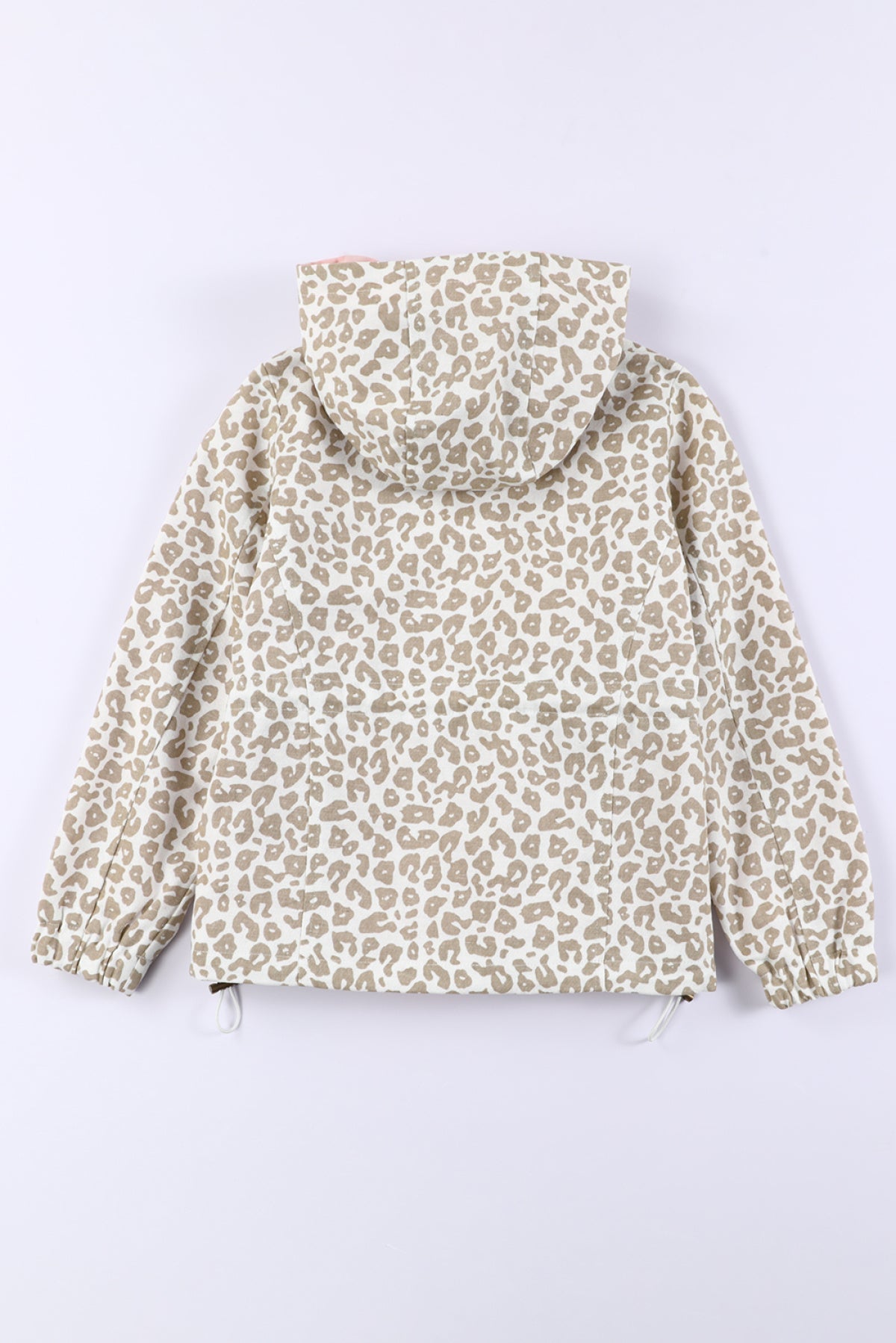 Leopard Print Drawstring Waist Hooded Kids Jacket